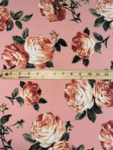 Load image into Gallery viewer, Double brushed poly: Pink large rose floral ⭐️
