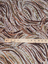 Load image into Gallery viewer, Crinkle chiffon woven: 3 YD CUT REMNANT Cream brown rust design w/ dot glitter ⭐️
