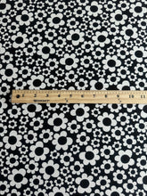Load image into Gallery viewer, Brushed ribbed knit: 3.25 YD CUT REMNANT Black white flowers ⭐️
