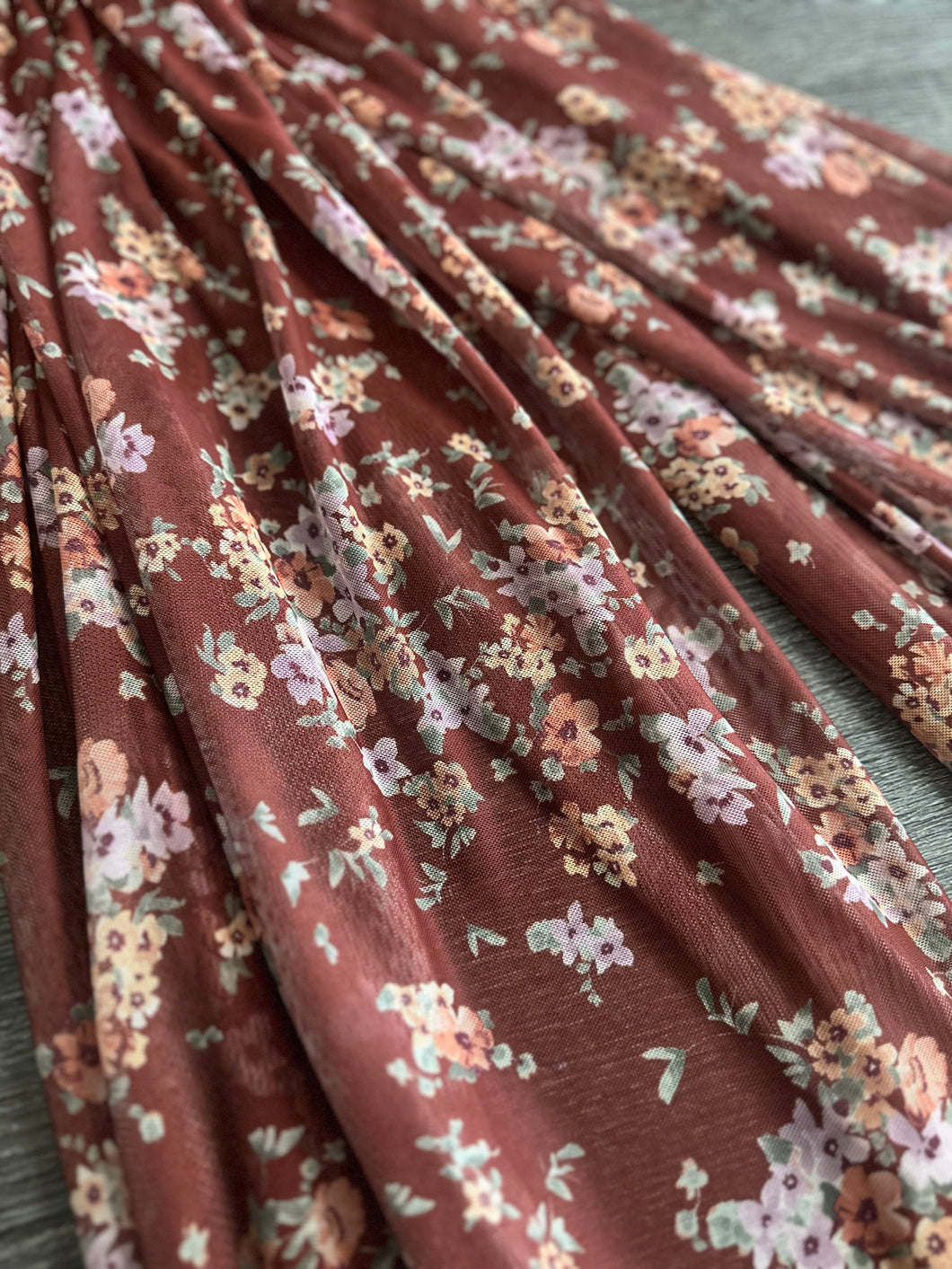 Power mesh: Light maroon lilac floral ⭐️