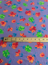 Load image into Gallery viewer, Stretchy knit: REMNANT(S) Deep lavender bright green orange floral ⭐️
