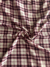 Load image into Gallery viewer, Sweater knit: 3 YD CUT REMNANT Cream burgundy plaid ⭐️
