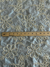 Load image into Gallery viewer, Cotton embroidered eyelet woven: 4.25 YD CUT REMNANT Baby blue thick embroidered floral ⭐️
