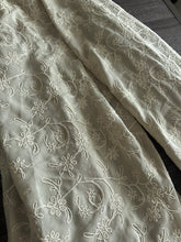 Load image into Gallery viewer, Linen blend: 4.75 YD CUT REMNANT Taupe greige embroidered floral ⭐️
