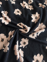 Load image into Gallery viewer, Sweater knit: 3 YD CUT REMNANT Black dusty pink flowers ⭐️
