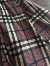 Load image into Gallery viewer, Sweater knit: 3.5 YD CUT REMNANT Purple mauve khaki blue hint plaid ⭐️
