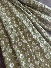 Load image into Gallery viewer, Embroidered woven: 1.5 YD CUT REMNANT Olive floral ⭐️
