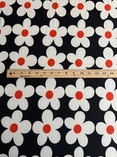 Load image into Gallery viewer, Double brushed poly: Black white orange flowers ⭐️
