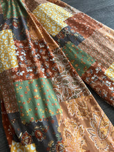 Load image into Gallery viewer, Double brushed poly: 3 YD CUT REMNANT Rust yellow olive patchwork ⭐️
