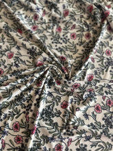 Load image into Gallery viewer, ITY moss crepe: 1.5 YD CUT REMNANT Ivory pretty plant design ⭐️
