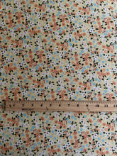 Load image into Gallery viewer, ITY moss crepe: 1.5 YD CUT REMNANT Yellow orange blue floral ⭐️
