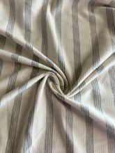 Load image into Gallery viewer, Ribbed sweater knit: 3.5 YD CUT REMNANT Ivory gray stripes ⭐️
