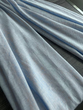 Load image into Gallery viewer, Linen blend w/ silver lurex: 3.5 YD CUT REMNANT Light blue wash silver lurex lines ⭐️

