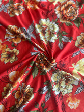 Load image into Gallery viewer, Double brushed poly: Fire red orange yellow floral ⭐️
