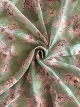 Load image into Gallery viewer, Chiffon woven shimmer: 2.75 YD CUT REMNANT Seafoam green floral ⭐️
