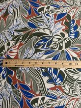 Load image into Gallery viewer, Swim spandex: 3 YD CUT REMNANT Beige forest green blue copper leaves ⭐️
