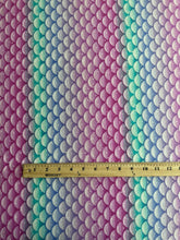 Load image into Gallery viewer, Double brushed poly 2 YD CUT REMNANT: Fuchsia aqua scales ⭐️
