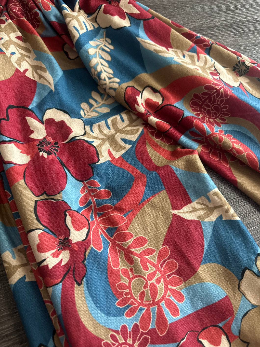 Oakley sweater knit: Teal tan burgundy floral ⭐️