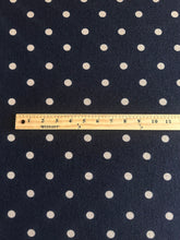 Load image into Gallery viewer, Sweater knit: 4 YD CUT REMNANT Navy beige polka dots ⭐️
