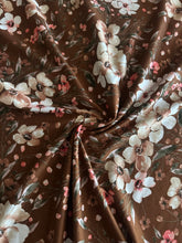 Load image into Gallery viewer, Double brushed poly: Chocolate brown ivory muted coral pink floral ⭐️
