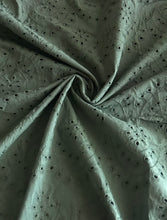 Load image into Gallery viewer, Cotton embroidered eyelet woven: REMNANT(S) Forest green eyelet design ⭐️
