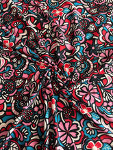 Load image into Gallery viewer, Double brushed poly: Black candy pink red teal full whimsical floral ⭐️
