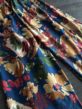 Load image into Gallery viewer, Double brushed poly: Deep blue tan burgundy dark green floral ⭐️
