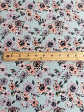 Load image into Gallery viewer, Brushed ribbed knit REMNANT(S): Sky blue lavender peach floral ⭐️
