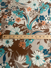 Load image into Gallery viewer, Double brushed poly: Beige white brown turquoise floral ⭐️

