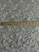 Load image into Gallery viewer, Linen blend: 4.75 YD CUT REMNANT Taupe greige embroidered floral ⭐️
