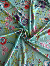 Load image into Gallery viewer, Lightweight ITY: 3.5 YD CUT REMNANT Aqua floral ⭐️
