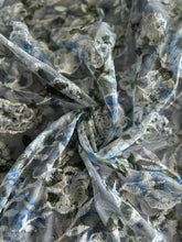 Load image into Gallery viewer, Mesh embroidered: 2.25 YD CUT REMNANT Baby blue green embroidered floral ⭐️
