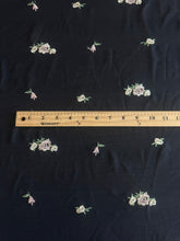 Load image into Gallery viewer, Yoryu chiffon embroidered woven: 3.5 YD CUT REMNANT Navy soft pink green embroidered floral ⭐️
