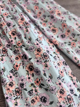 Load image into Gallery viewer, Brushed ribbed knit REMNANT(S): Sky blue lavender peach floral ⭐️
