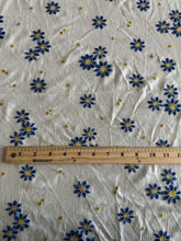 Load image into Gallery viewer, Rayon crinkle embroidered eyelet woven: REMNANT(S) White blue yellow embroidered flowers ⭐️
