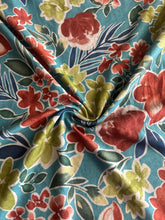 Load image into Gallery viewer, Oakley sweater knit: REMNANT(S) Teal green burgundy floral ⭐️
