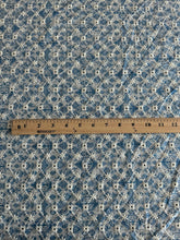 Load image into Gallery viewer, Cotton embroidered eyelet woven: 3.75 YD CUT REMNANT Light blue embroidered floral ⭐️
