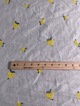 Load image into Gallery viewer, Cotton embroidered woven: 4 YD CUT REMNANT White yellow green embroidered flowers ⭐️
