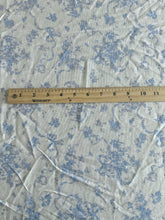 Load image into Gallery viewer, Linen blend: 2.75 YD CUT REMNANT Off white light blue elegant bow design ⭐️
