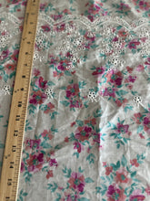 Load image into Gallery viewer, Cotton embroidered eyelet woven: 4.75 YD CUT REMNANT White pretty pink blue floral ⭐️
