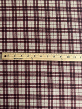 Load image into Gallery viewer, Sweater knit: 3 YD CUT REMNANT Cream burgundy plaid ⭐️
