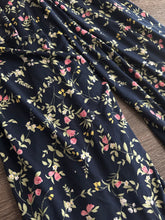 Load image into Gallery viewer, ITY (short width): 3 YD CUT REMNANT Navy pink yellow vined floral ⭐️
