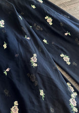 Load image into Gallery viewer, Yoryu chiffon embroidered woven: 3.5 YD CUT REMNANT Navy soft pink green embroidered floral ⭐️

