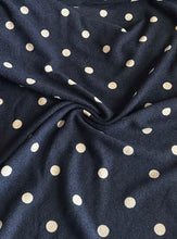 Load image into Gallery viewer, Sweater knit: 4 YD CUT REMNANT Navy beige polka dots ⭐️
