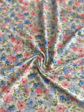 Load image into Gallery viewer, Brushed ribbed knit REMNANT(S): Ivory pink blue floral ⭐️
