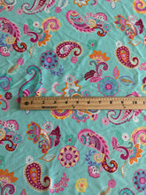 Load image into Gallery viewer, Textured stretchy knit: Turquoise fuchsia orange paisley ⭐️
