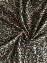 Load image into Gallery viewer, Sweater knit: 3.5 YD CUT REMNANT Dark Olive tan orange floral ⭐️
