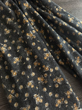 Load image into Gallery viewer, Ribbed sweater knit: 1.25 YD CUT REMNANT Charcoal orange floral ⭐️
