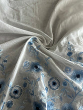 Load image into Gallery viewer, Cotton embroidered woven: 3.5 YD CUT REMNANT White blue embroidered floral ⭐️

