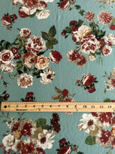 Load image into Gallery viewer, Double brushed poly: Light teal maroon beige white floral ⭐️
